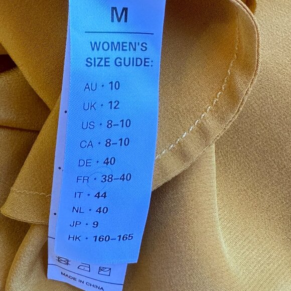 LILYSILK Silk Wrap Dress Sun Yellow Side Pockets Cap Sleeve Size M - Picture 12 of 15